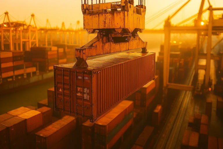 sea freight full container load shot