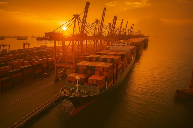 sea freight port to door service shot