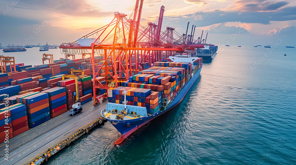 sea freight port to door service shot
